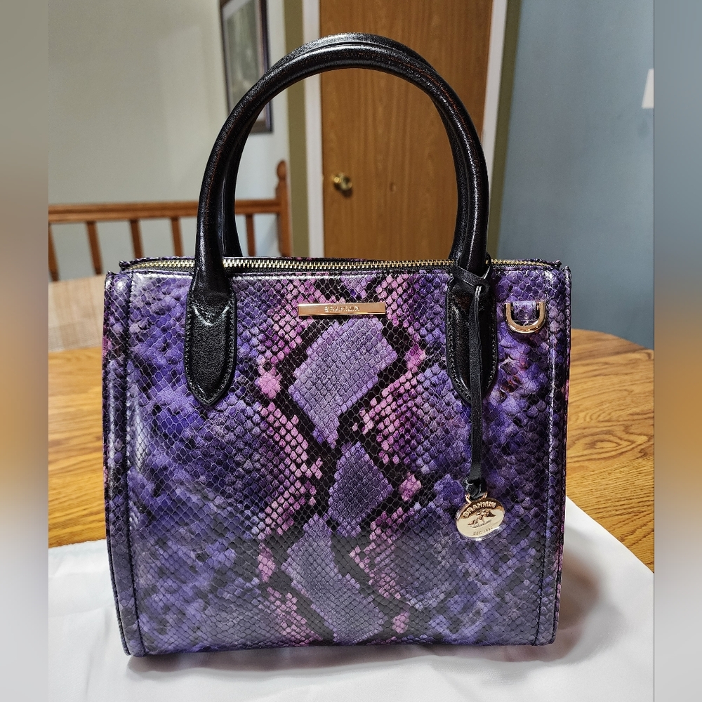 NWT Brahmin Purple Potion Winter light Small Caroline Snake Print